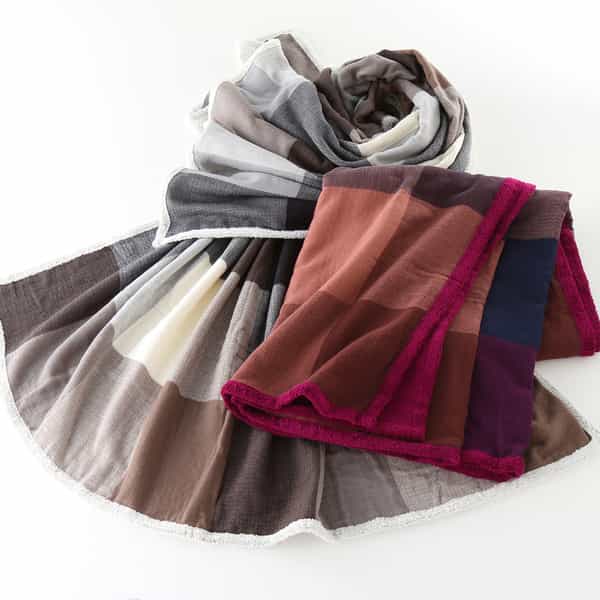 マシュマロパイル＆ガーゼヘリンボーンスロー 約140×200cm