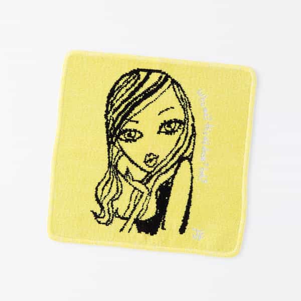 ラインアートガールシェニール タオルハンカチ