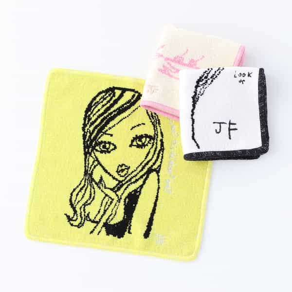 ラインアートガールシェニール タオルハンカチ