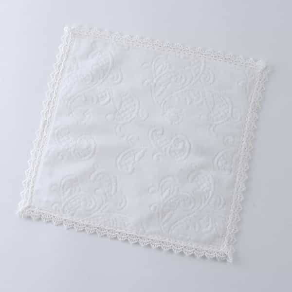 ベロアペーズリーレース タオルハンカチ（8816V097）-UCHINO