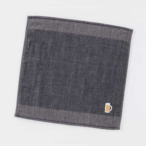 紀州備長炭「しじま」 タオルハンカチ ビール刺繍入り