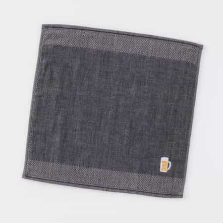 紀州備長炭「しじま」 タオルハンカチ ビール刺繍入り