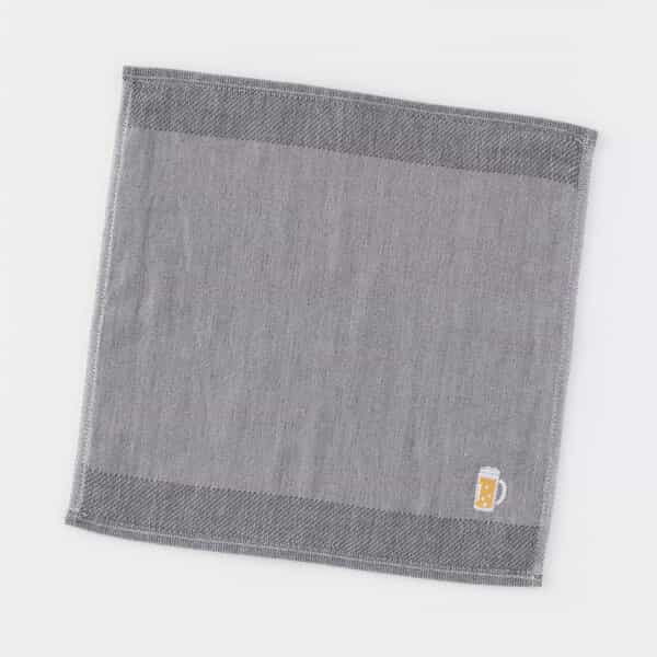 紀州備長炭「しじま」 タオルハンカチ ビール刺繍入り