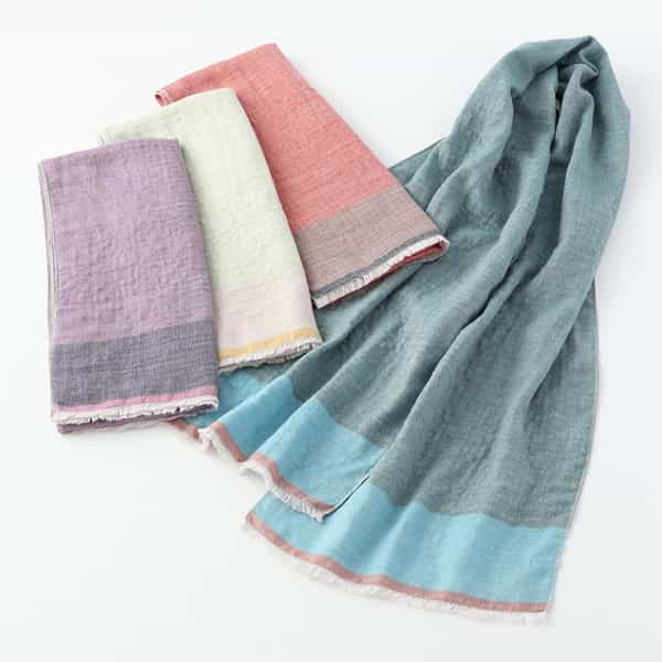 ヘリンボーンマシュマロガーゼマフラー