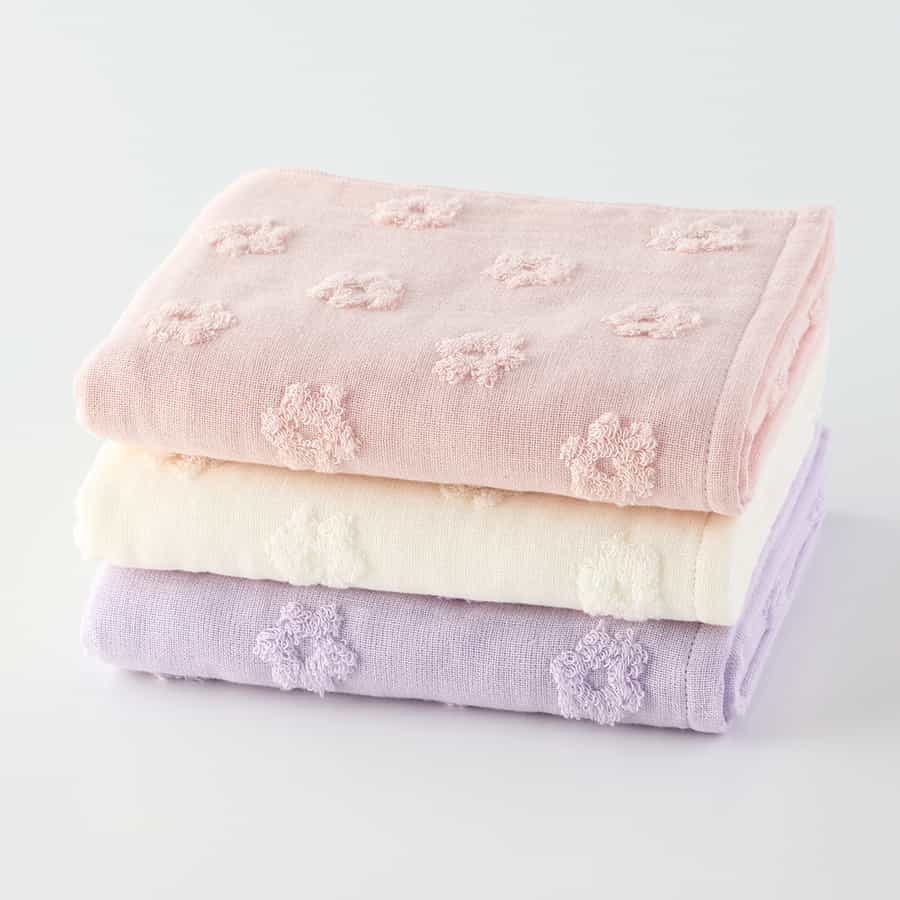ふんわりフラワーガーゼ フェイスタオル