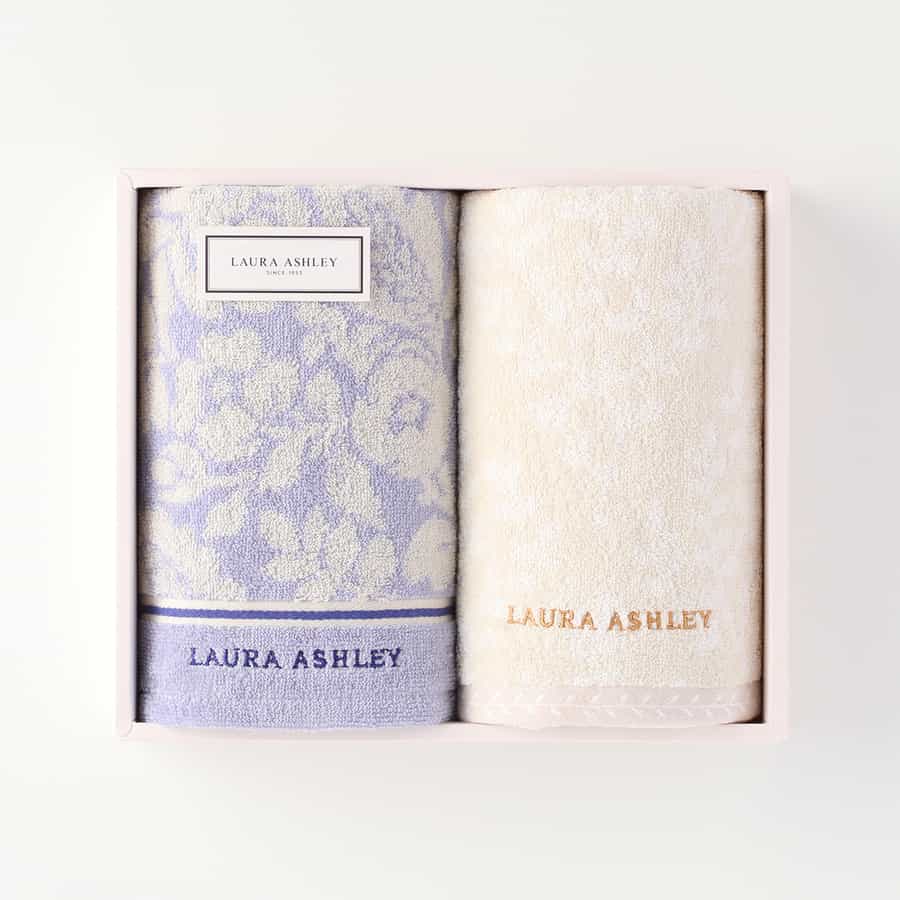 LAURA ASHLEY  ローラアシュレイ　バスタオル2枚セット フェイスタオル（バスタオル/フェイスタオル）｜(ローラ