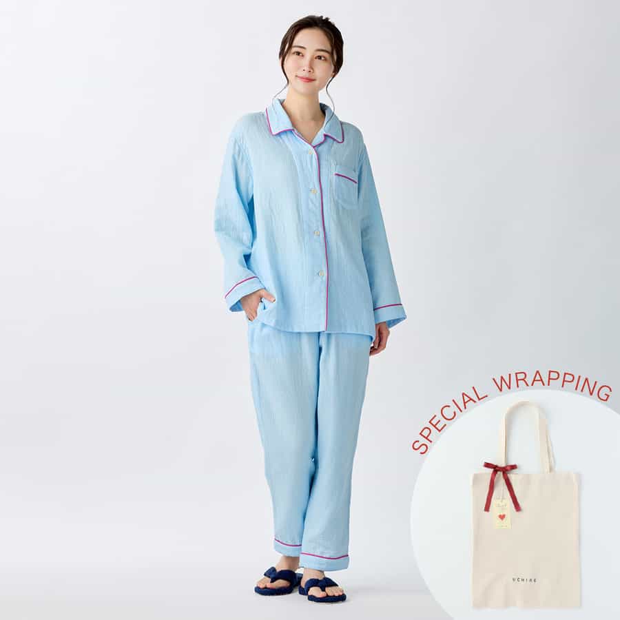 【母の日ラッピング済み】マシュマロガーゼパイピングレディスパジャマ