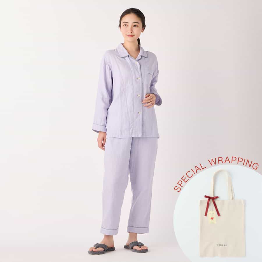 【母の日ラッピング済み】マシュマロガーゼパイピングレディスパジャマ