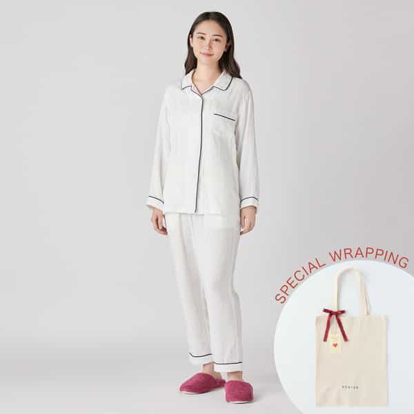 【母の日ラッピング済み】マシュマロガーゼパイピングレディスパジャマ