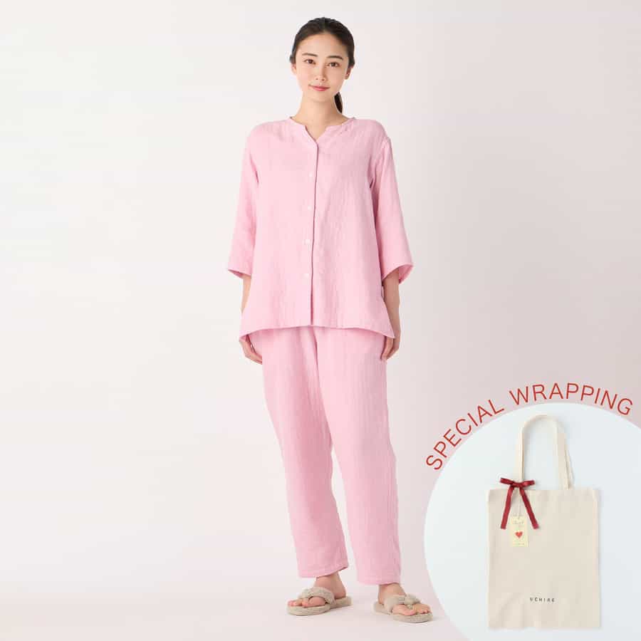 【母の日ラッピング済み】マシュマロガーゼノーカラーレディスパジャマ