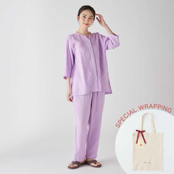 【母の日ラッピング済み】マシュマロガーゼノーカラーレディスパジャマ