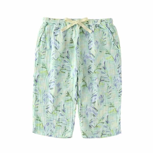 クレープガーゼ　メンズプリントクォーターパンツ