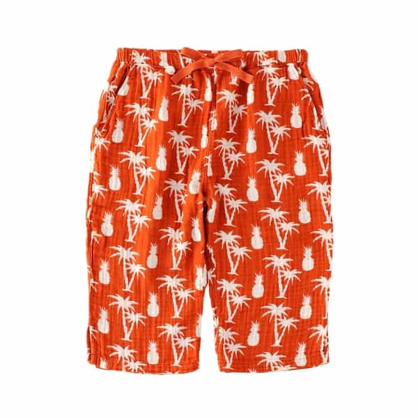 クレープガーゼ　メンズプリントクォーターパンツ