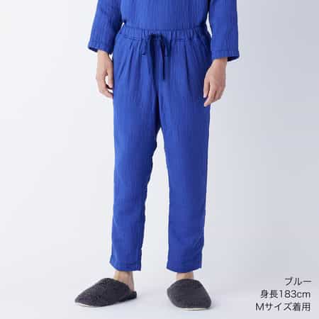 マシュマロワッフルガーゼライトメンズストレートパンツ