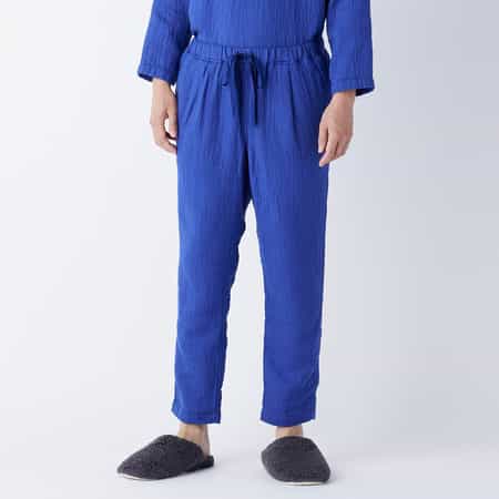 マシュマロワッフルガーゼライトメンズストレートパンツ