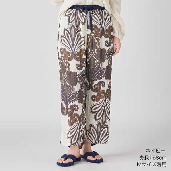 クレープガーゼオーナメントレディスパンツ