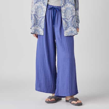 クレープガーゼレディスワイドパンツ