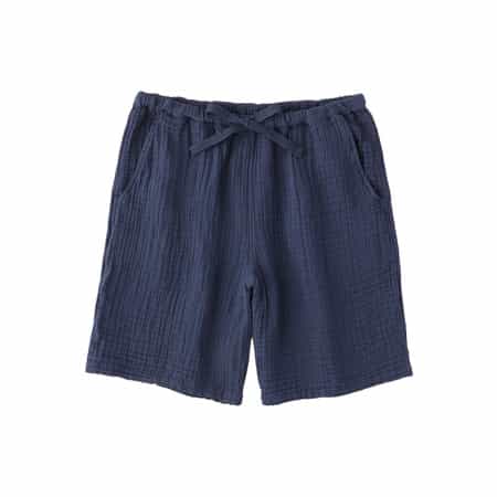 新品UCHINO メンズ ブルー ショートパンツ LAサイズ クレープガーゼ ベーシック メンズハーフパンツ（RBS10839