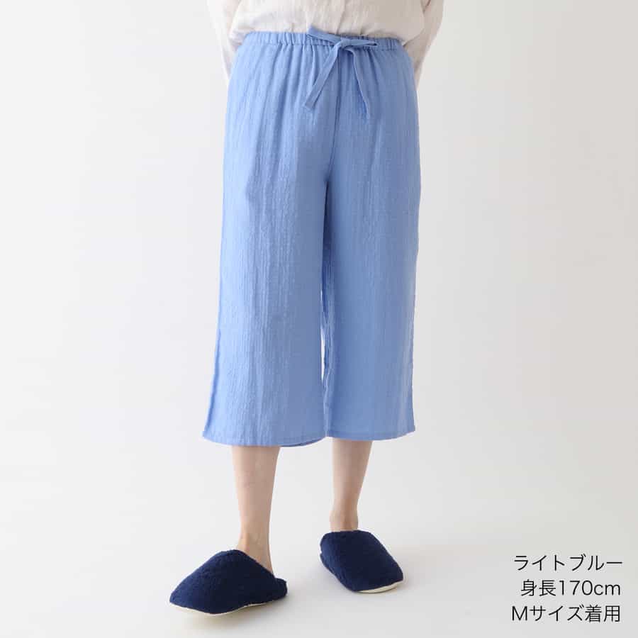 【新品】UCHINO プレミアム マシュマロガーゼ ガウチョパンツ Ｌサイズ マシュマロガーゼ ベーシック七分丈レディスパンツ（RBS12830