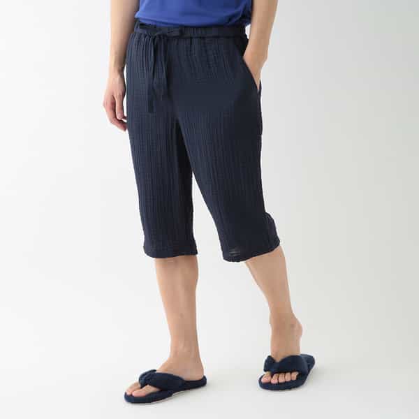 クレープガーゼ ベーシッククロップドメンズパンツ