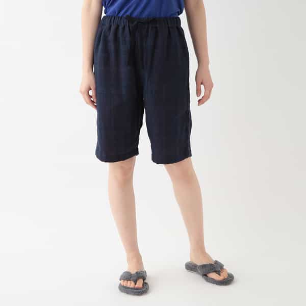 【値下げ】マシュマロガーゼ シースルーチェックハーフパンツ ユニセックス