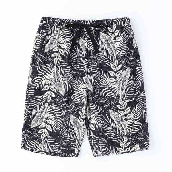 クレープガーゼモノトーンリーフメンズパンツ