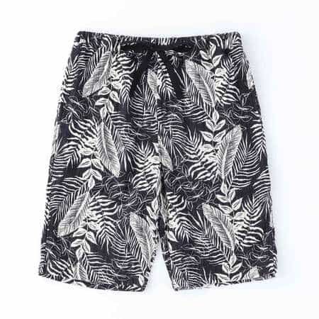 クレープガーゼモノトーンリーフメンズパンツ