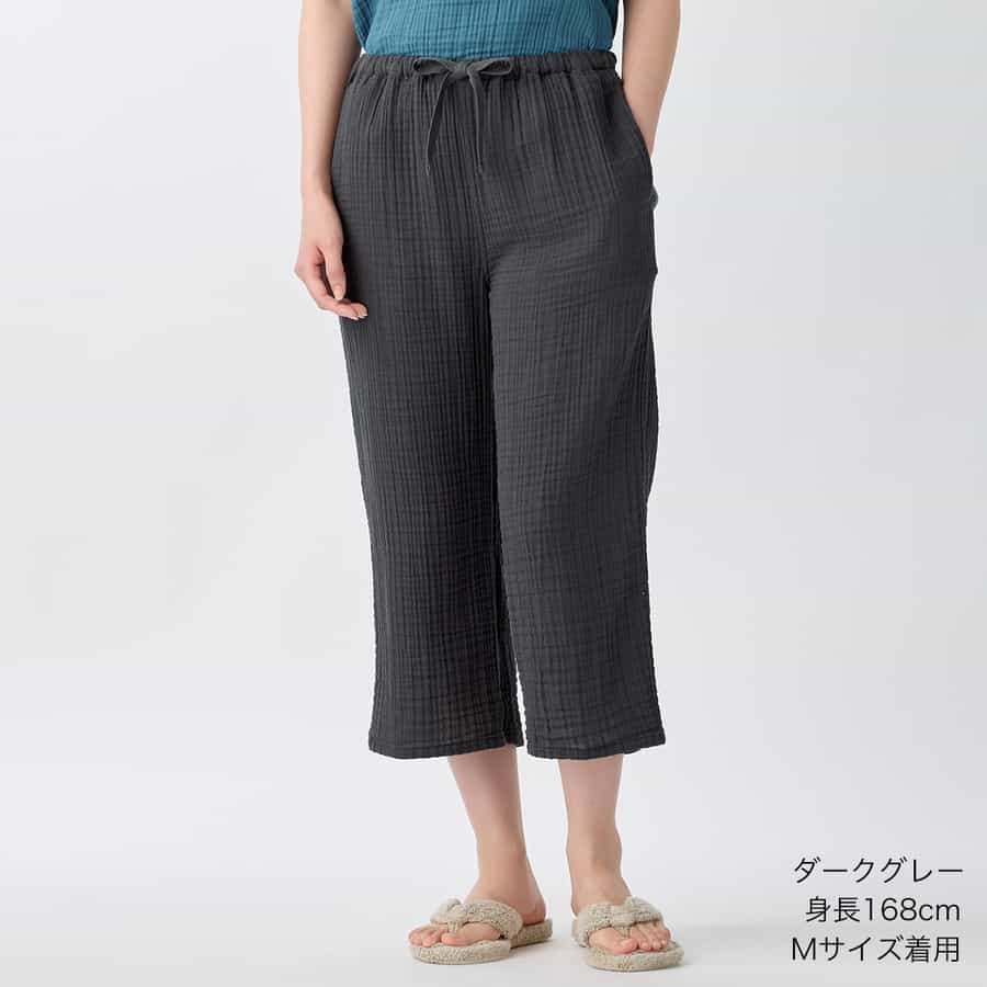 【2026年春夏新色追加】クレープガーゼベーシックレディスクロップドパンツ
