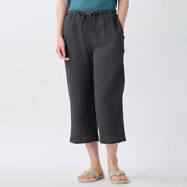 【2026年春夏新色追加】クレープガーゼベーシックレディスクロップドパンツ