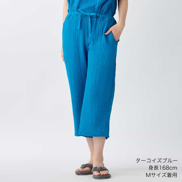 【2026年春夏新色追加】クレープガーゼベーシックレディスクロップドパンツ