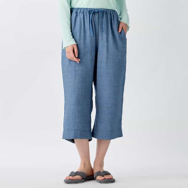 マシュマロデニムガーゼ レディスクロップドパンツ