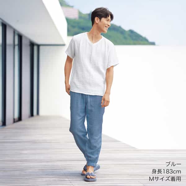 マシュマロデニムガーゼテーパードパンツ ユニセックス