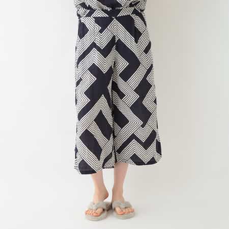 クレープガーゼ ジオメトリックガウチョパンツ