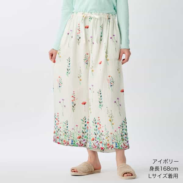 マシュマロガーゼブルームレディスワイドパンツ