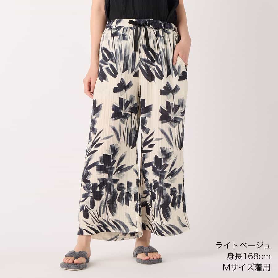 クレープガーゼブラッシュフラワーパンツ（RBS25160）-UCHINO