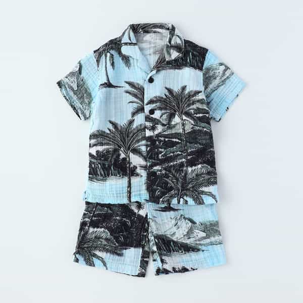 クレープガーゼサウザンアイランドキッズシャツ＆パンツ