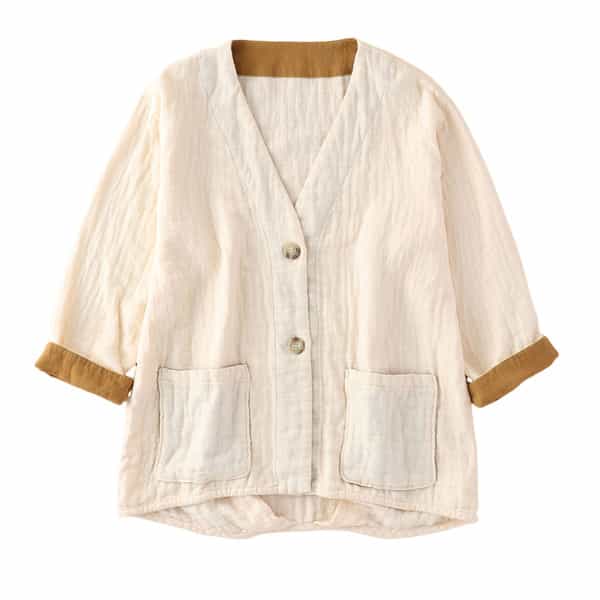 マシュマロワッフルガーゼライト レディステールカットカーディガン