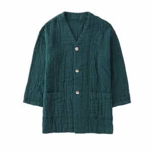 マシュマロワッフルガーゼ メンズノーカラーカーディガン