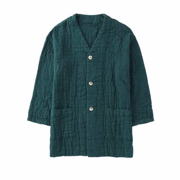 マシュマロワッフルガーゼ メンズノーカラーカーディガン