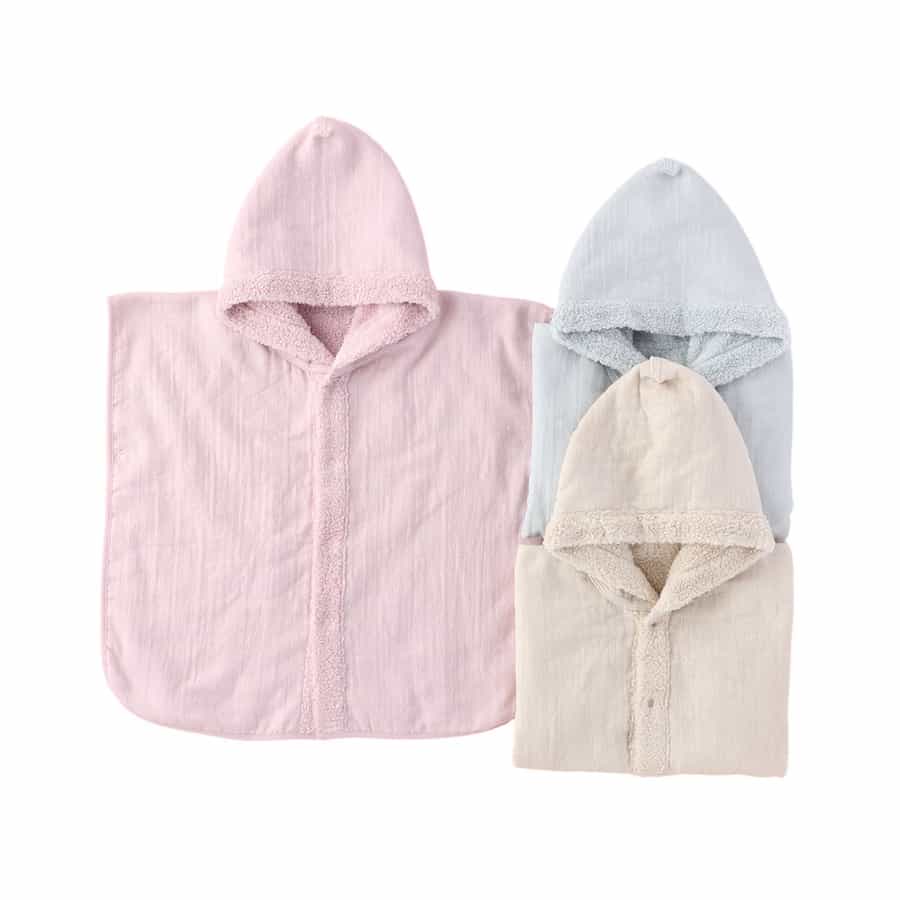 【再値下げ】マシュマロガーゼ＆パイルカラーポンチョ 90cm