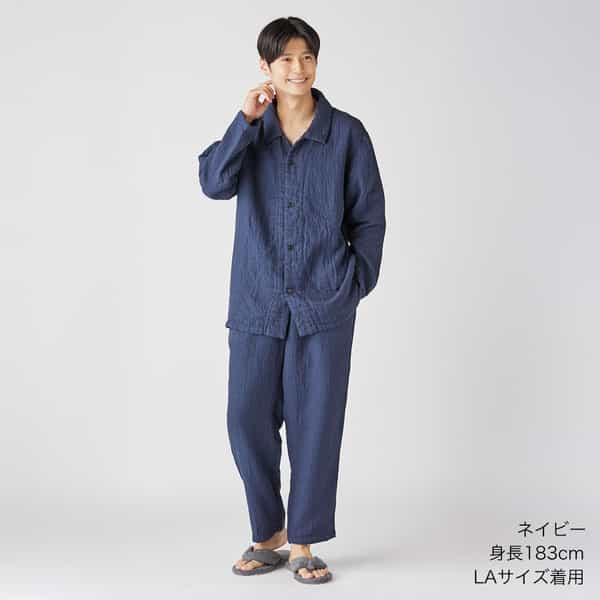 【2025年秋冬新色追加】マシュマロワッフルガーゼライトベーシックメンズパジャマ