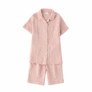 クレープガーゼパイピング半袖レディスパジャマ