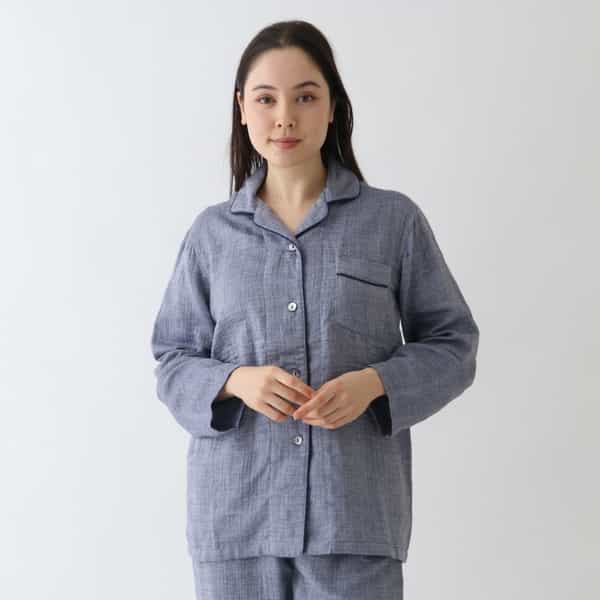 マシュマロガーゼ先染めレディスパジャマシャツ 上下別売