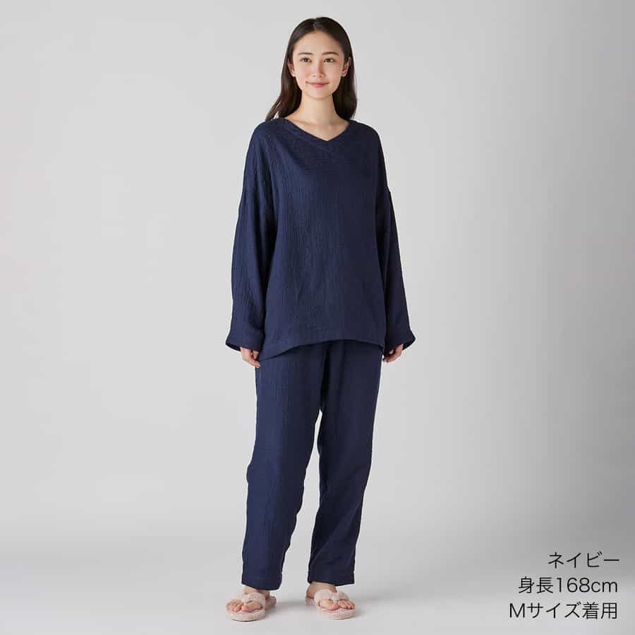 【新品】UCHINOマシュマロ ガーゼ パジャマＭ　長袖・長ズボン ユニセックス UCHINO パジャマ レディース ガーゼパジャマ マシュマロガーゼ