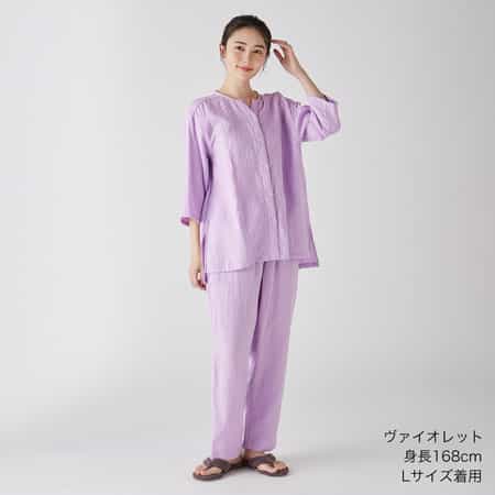 マシュマロガーゼノーカラーパジャマ(RPZ21916)-UCHINO-women マシュマロガーゼノーカラーパジャマ(RPZ21916)-UCHINO-women