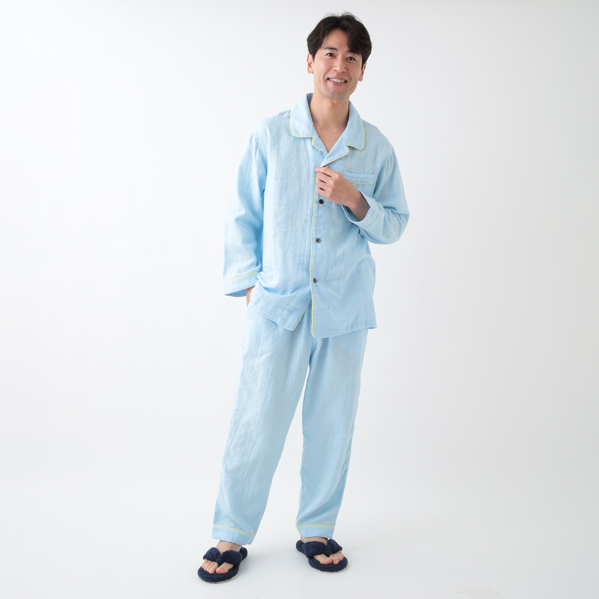 マシュマロガーゼ パイピング メンズパジャマ（RPZ22811）-UCHINO-men 