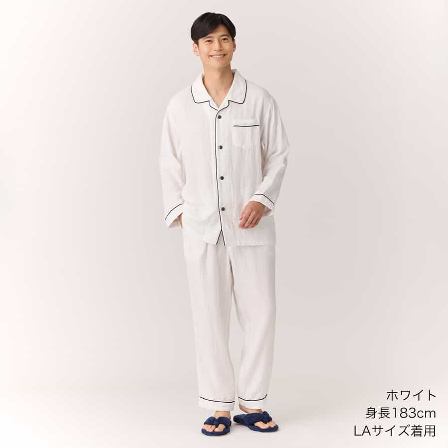 【2026年春夏新色追加】マシュマロガーゼパイピングメンズパジャマ