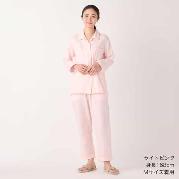 【2025年秋冬新サイズ】マシュマロガーゼレディスパイピングパジャマ 3L