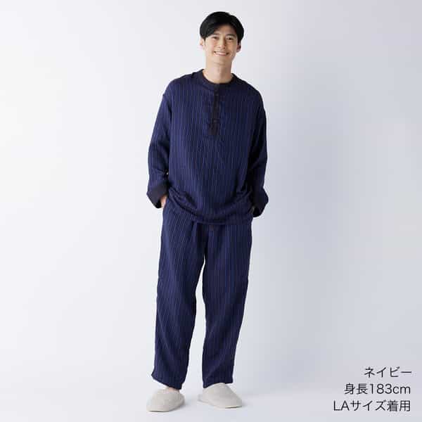 【再値下げ】マシュマロガーゼオルタネイトストライプパジャマ メンズ