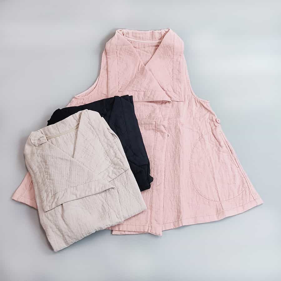 マシュマロワッフルガーゼライトジレ（RRF23544）-UCHINO-women